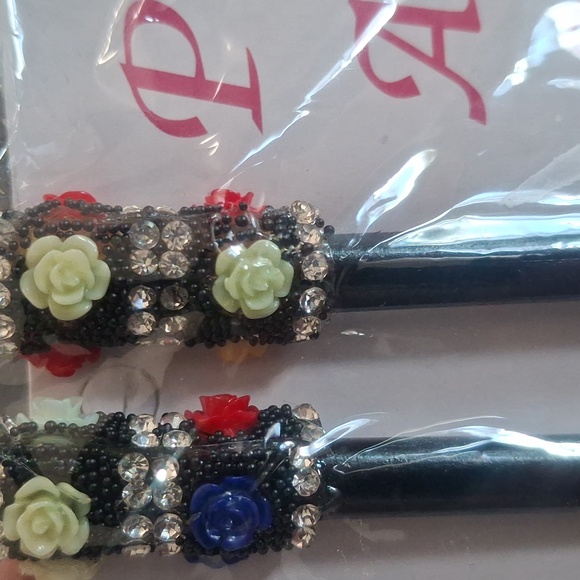 Black Hair Chopsticks with Decorative Ends - Picture 2 of 4